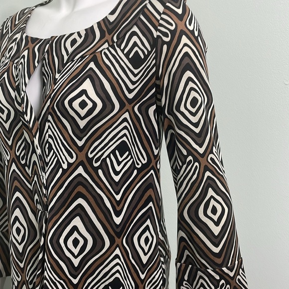 Diane Von Furstenberg Vintage Gaby Brown Diamond Geometric Silk Shift size 4 - Picture 6 of 8